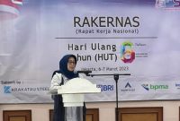 Ketua Dewan Pers Ninik Rahayu Saat Membuka Rakernas dan HUT SMSI ke 6 di Jakarta. Foto : ist