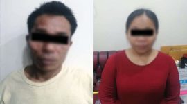 Pelaku Suami Istri, JK (39) dan RG (33) Diamankan Tim Tekab 07 Sat Reskrim Polres Bungo di Batam. FOTO : Humas PB