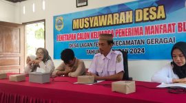 Kepala Desa Lagan Tengah saat Membuka Kegiatan Musyawarah Desa Penetapan KPM BLT DD Tahun 2024. Foto : bj