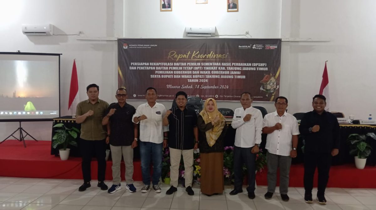 KPU Tanjabtim Rakor Persiapan DPSHP dan Penetapan DPT, Rabu (18/9/24). FOTO : bj