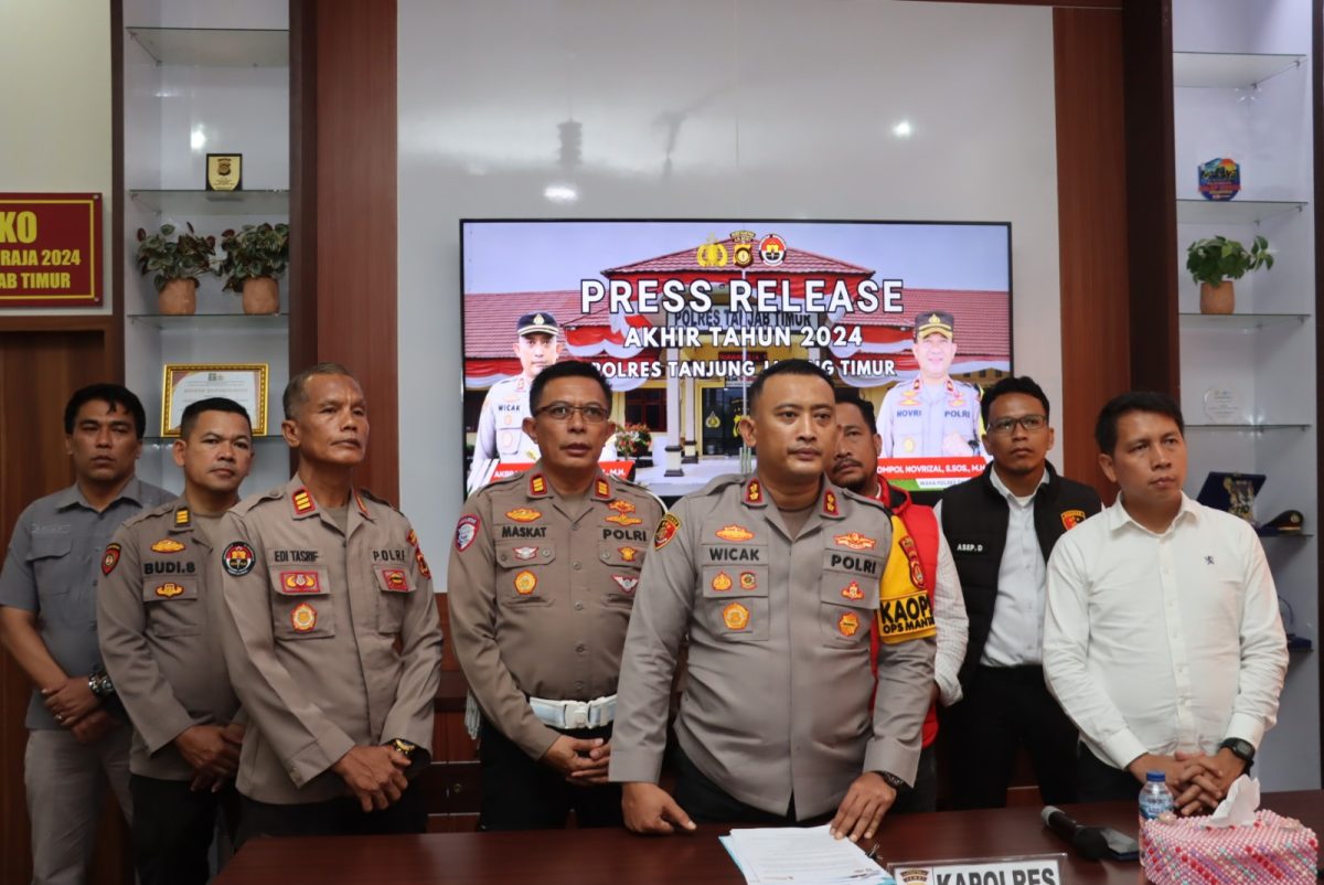 Press Release Polres Tanjabtim, Ungkap Berbagai Kasus Sepanjang Tahun 2024, Selasa (31/12/24). FOTO : Humas