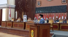 Wakil Bupati, H. Robby Nahliansyah Saat Memberikan Sambutan Pada Paripurna DPRD Tanjabtim, Jum'at (24/01/2025). FOTO : bj